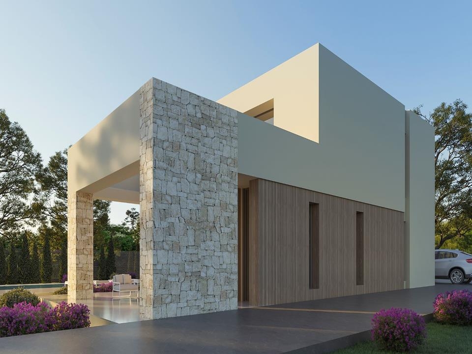 Modern villa in a quiet area of ​​Jávea.This beautiful project of stone finishes,