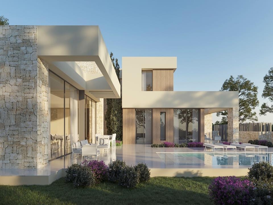 Modern villa in a quiet area of ​​Jávea.This beautiful project of stone finishes,